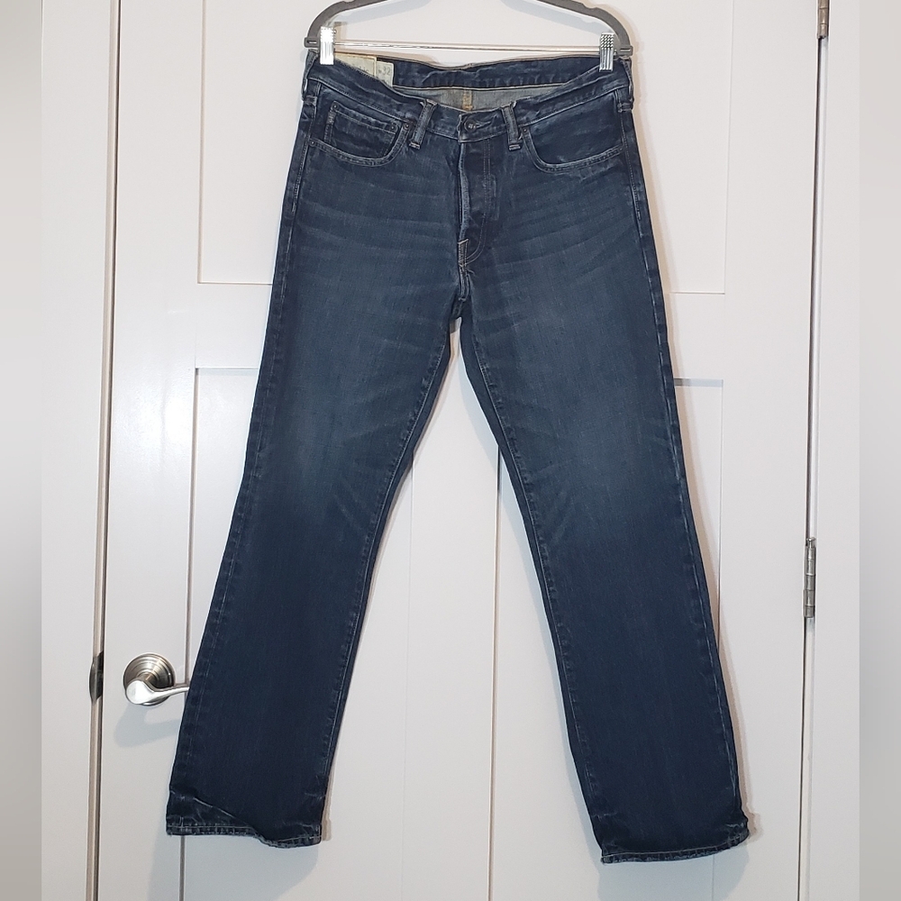 Abercrombie & Fitch Horton Classic Straight Jeans Button Fly Darkwash  32X29.5